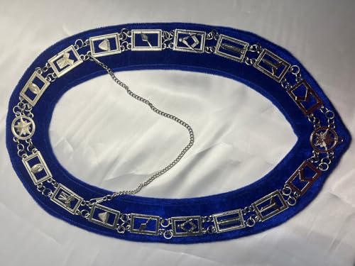 Generic Masonic Regalia Blue Lodge Chain Collar Silver Plated Blue Backing2