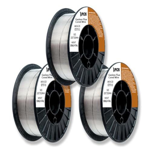 Image of (3 Pack) PGN Flux Core Welding Wire - E71T-11 .035 Inch, 10 Pound Spool - Gasless Mild Steel MIG Welding Wire with Low Splatter - For All Position Arc Welding