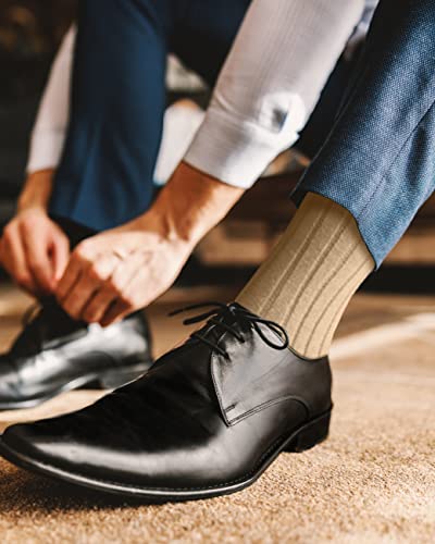 TINKUY PERU Ribbed Socks, Mid-Length Alpaca Wool Smart Dress Socks for Men, One Size2