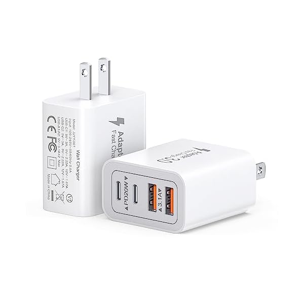 40W USB C Charger Block, 2-Pack 4-Port Type C Fast Charging Brick Dual PD&QC Wall Plug Adapter Compatible for iPhone 15/15 Pro/ 15 Pro Max/14/13/12, iPad, Airpods, iwatch, Samsung Galaxy