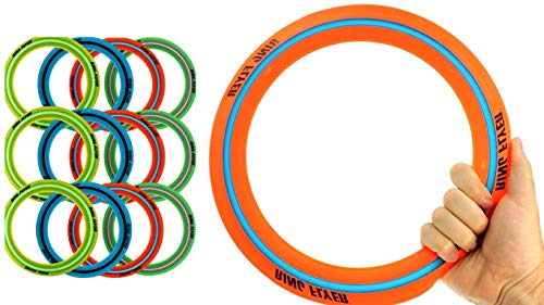 JA-RU Zooma 11 Inch-Flying Disc Toy (12-Pack) Neon Flying Rings for Kids | Outdoor Recess Equipment for Elementary School | Pool & Beach Toys for Kids Ages 4-8 & Up | Disc Golf Toy. 1029-12p