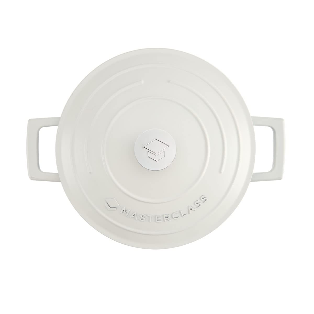 MasterClass Petite cocotte avec couvercle 2,5L/20 cm, en fonte d'aluminium légère, adaptée à la plaque à induction et au four, crème
