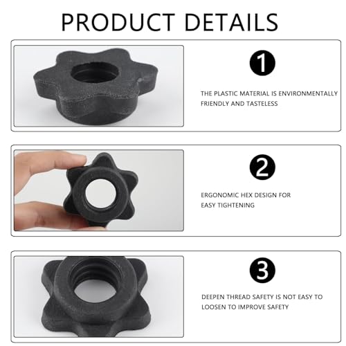 4 Pcs Dumbbell Clips,Anti-Slip Barbell Clip Bar Hexagon Nuts,Hex Nut Spin-Lock Collars Screw Clamps Dumbbells Clamp Dumbells Connecting for Gym Home Equipment Fitness Train Weight Lifting Olympic Bars - Image 4