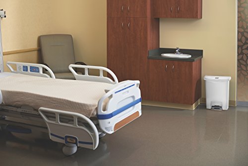 Image of Rubbermaid Commercial Products Streamline Slim Step-On Plastic Trash Can, 8 Gallon, White, Hands-Free Garbage Can for Medical Waste in Hospitals /Lab /Emergency /Patient Rooms