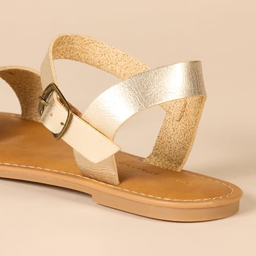 Image of Amazon Essentials Women's Two Strap Buckle Sandal with Adjustable Ankle Strap