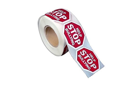 250 Help Stop Bullying Stop Sign Shaped Stickers for Anti Bullying Awareness, School Events and Fundraisers -