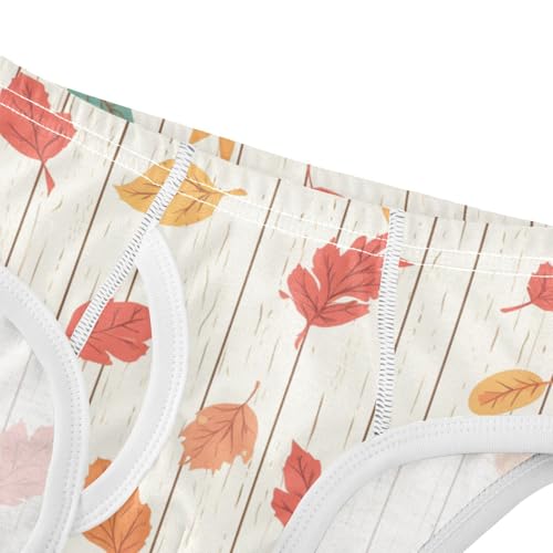 KLL Autumn Leaf on Old White Wooden Toddler Boys' Pure Cotton Underwear Breathable Children Undies4