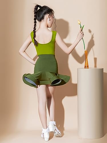 CRETUAO Vestido collant de dança latina para meninas, fantasia profissional infantil de balé, rumba,