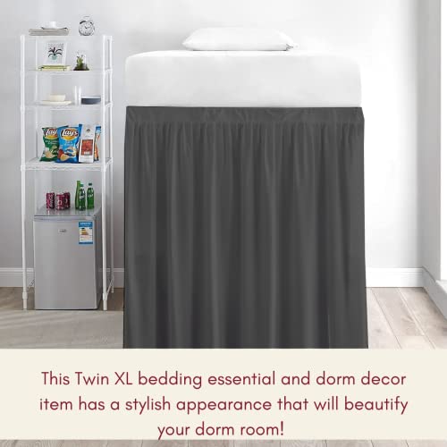 Dorm Room Bed Skirt For Twin Xl Dorm Bed,Extended Dorm Bed Skirt-Long Bed Skirt Dorm-Extra Long Dorm Room Bed Skirt-College Hostel Dorm Bed Skirt,Polycotton-Dark Grey Solid -Twin-Xl /32" Drop #TOP4
