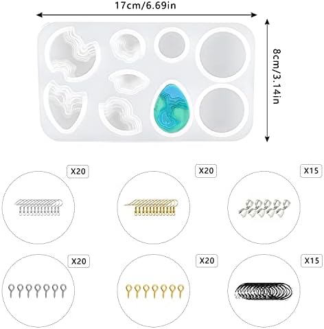 OMIGA 2 Pcs Resin Moulds Jewellery Craft Resin Epoxy Resin Kit with Necklace Cord and Pendant Clip for Bracelet Earrings Jewellery Making DIY Resin Coaster Kit (18 Shapes)
