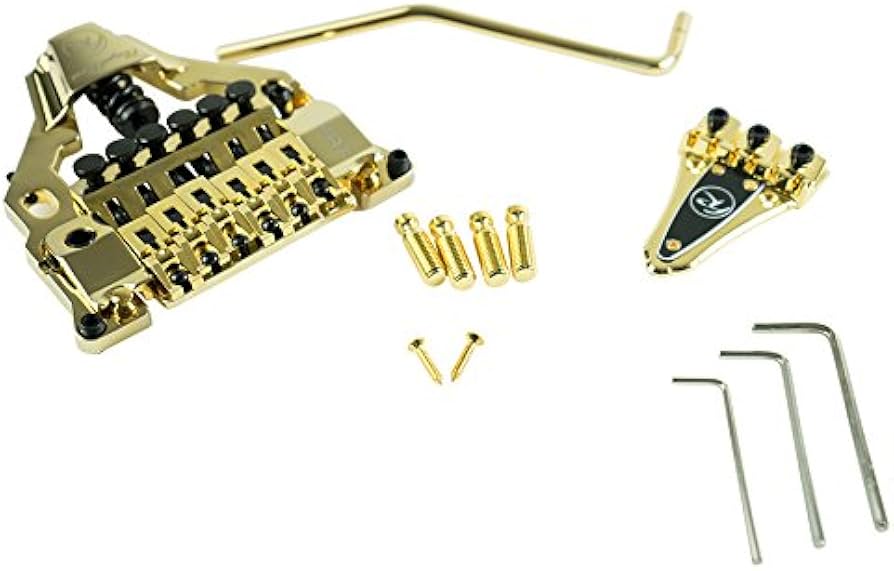 FLOYD ROSE FR FRX TOP MOUNT TREMOLO, GOLD (TAILPIECE STUD BRIDGE) フロイドローズ  FRX ロック式トレモロ セット ゴールド [並行輸入品]
