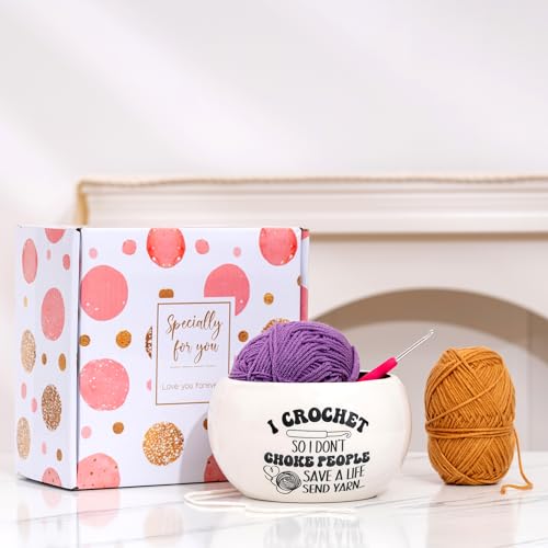 Image of Yarn Bowl for Knitting Ceramic Knitting Bowl Large Crochet Yarn Storage Accessories I Crochet Funny Yarn Ball Holder Storage Gift for Knitters Crocheters