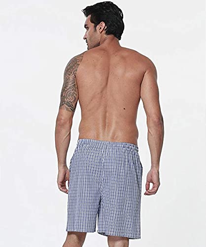 Men's Sleepwear Shorts Pajama Bottom Lounge Short Woven Plaid Button Open Fly 3Pack3