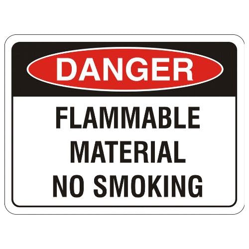 Tin sign vintage Danger - Flammable Material No Smoking Plaque Poster for Bar Pub Beer Home Garage Man Cave Wall Decor 12x8 Inch