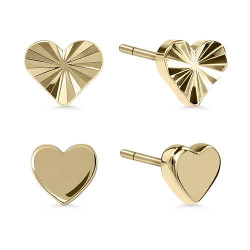 Image of Radley 18ct Gold Plated Textured Heart Twinpack Earrings