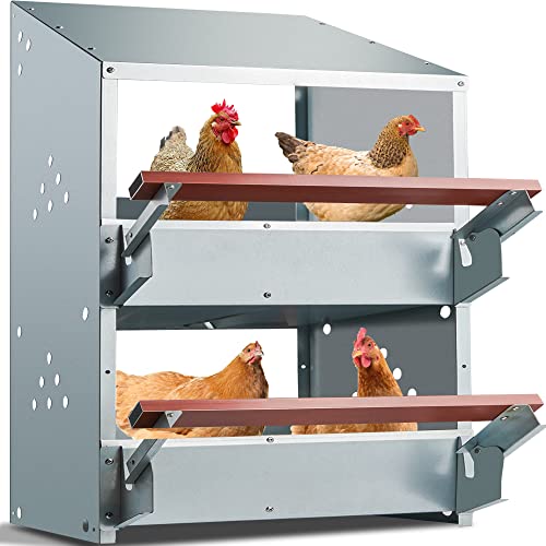 Chicken Nesting Boxes - Chicken Nesting Boxes For Laying Eggs, 4 Compartment Metal Poultry Nest Box Wall Mount And Aluminum Perch For Chickens, Hens, Ducks, Chicken Coop Easy To Clean And Collect Eggs #TOP1