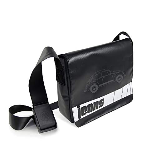 BRISA VW Collection - Volkswagen Escarabajo Coche Beetle Bolsa de Mensajero Bandolera de Lona de camión (Tarpaulin),Bolso de hombro Vintage para Portátil, Accesorio de moda para Viaje/Regalo (L/Negro)