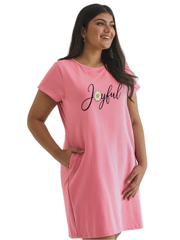 fflirtygo Women’s Cotton Nighty | Printed Knee Length Nighty | Short Sleeve Night Gown | Short Nightdress | Long T-Shirt | Regular Fit Night Gown | Nightwear Long Top-picture-28