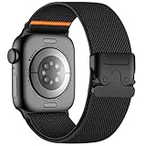 Faliogo Nylon Band für Apple Watch 10 Armband 46mm 45mm 44mm 42mm 49mm - Damen Herren Sportarmband mit Fallschirmschnalle für iWatch Armband Series 11 10 9 8 7 6 5 4 3 2 1 Ultra SE, Schwarz