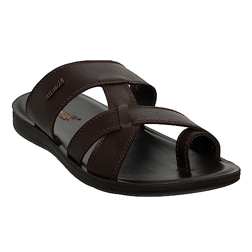 AEROWALK Stylish T-Shape Fashion Sandal/Slipper for Men | Comfortable | Lightweight | Anti Skid | Casual Office Footwear (9618_BROWN_41)