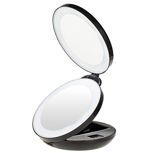 KEDSUM 1X/10X Double Sided LED Lighted Makeup Mirror- Compact Folding Vanity and Travel
