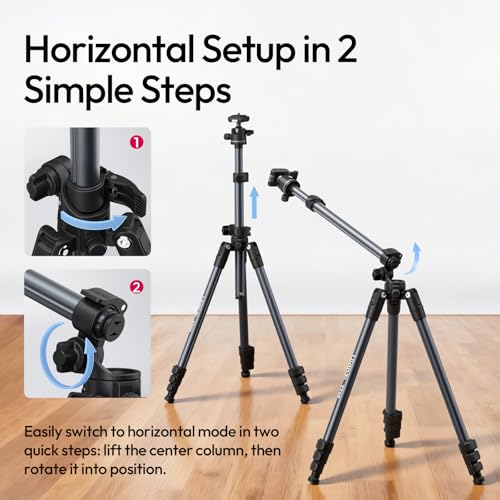 Image of ULANZI TT59 Horizontal Overhead Photography Tripod, 68.9 inch Foldable Professional Camera Tripod Stand with Uka Quick Release Panoramic Ball Head for Mirrorless Camera /DSLR /Phone /Camcorder and All