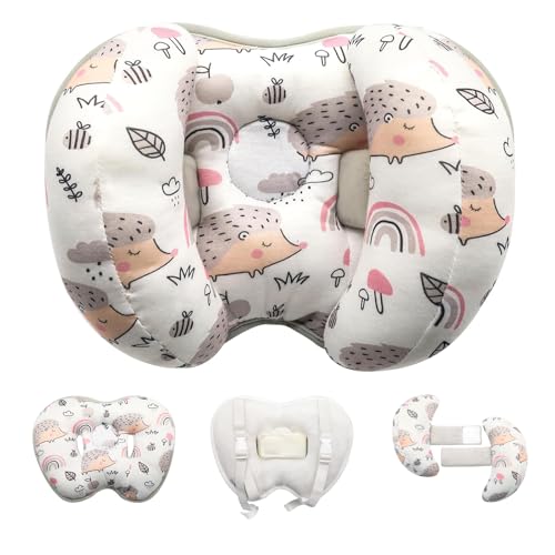 KAKIBLIN Baby Support Pillow, Head and Neck Support, 2 in 1 Banana Neck Pillow for Baby Newborn, Adjustable Head Pillows for Kids (Hedgehog)