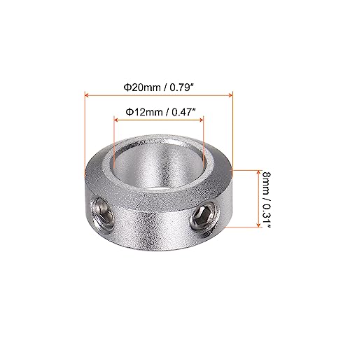 QUARKZMAN 4Stk Stellringe 12mm Bohrung 20mm AD 8mm Breite Wellensicherungsring Tiefenanschlagringe für Rad Schubkarre Axle Getriebe Montagen CNC Maschine Werkzeuge Industrie Eloxierung