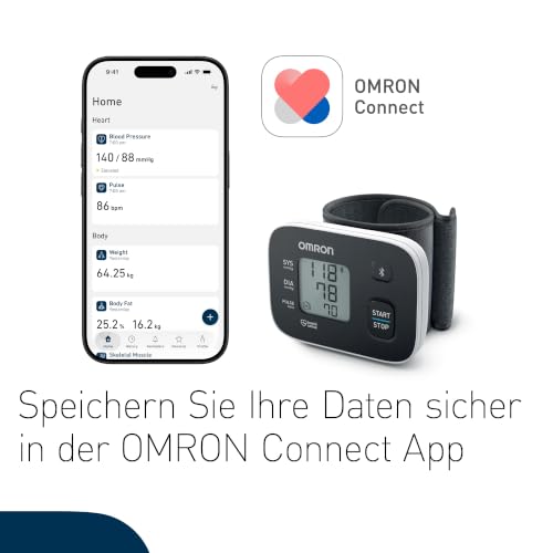 OMRON RS3 Intelli IT Handgelenk Blutdruckmessgerät mit App, 13.5-21.5 cm