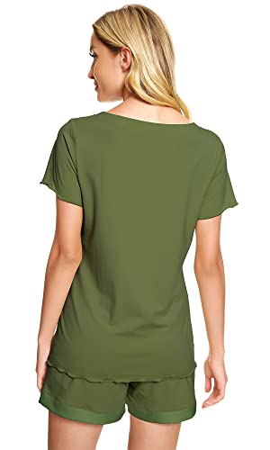 Image of WiWi Viscose from Bamboo Pajamas Set for Women Super Soft Short Sleeve Cooling Summer Plus Size Pjs Sets Sleepwear S-4X