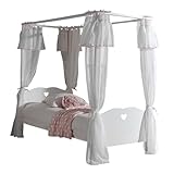 Marque : Paris Prix Paris Prix Pack - Lit à Baldaquin Enfant, Chevet, Armoire & Voile Amori Blanc