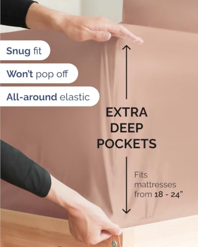 Image of CGK Unlimited Extra Deep Flex Top Split Head King Sheet Set - 6 Piece Breathable and Cooling Sheets - Hotel Luxury Bedding for Women, Men, Kids & Teens - Easy Secure Fit - Extra Deep Pockets - Mauve