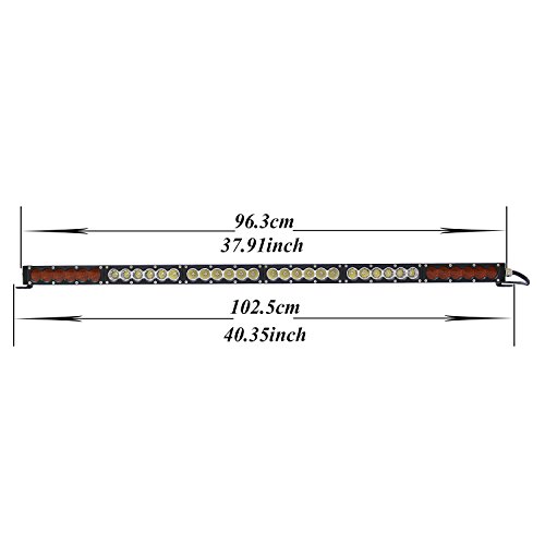 AngelMa Dual Color Single Row CREE LED Light Bar 38" inch 180W Off-Road Light Bar White Amber Yellow Spot Flood Combo Beam LED Work Diving Light Off Road Driving Fog Work Light Heavy Duty Trucks Boat
