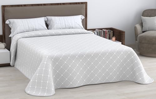 HM'S HOME'SECRET Colcha Bouti Estampada de 100% Microfibra Suave - Variedad de Diseños y Tamaños, Muy Fina (Ideal para Verano) (Selene Gris, Cama 150cm)