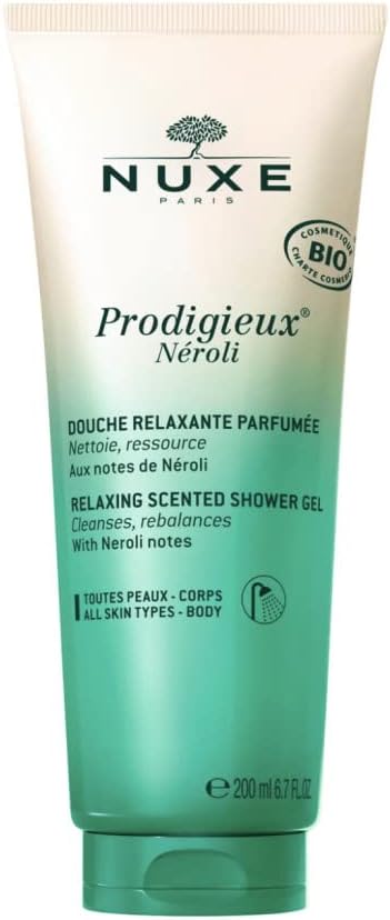 NuxeProdigieux Shower Oil 200ml, Golden Pearly Shower Oil, Gently Cleanses & Leaves Skin Fragrant & Satiny Soft, With Huile Prodigieuse Scent, Vegan Formula