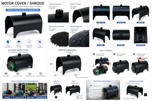 Image of Heavy duty Pump & Motor plastic cover /guard (Small) for Ground water, well & pools protection. Size: Small Length: 9 inch for 0.5hp motor