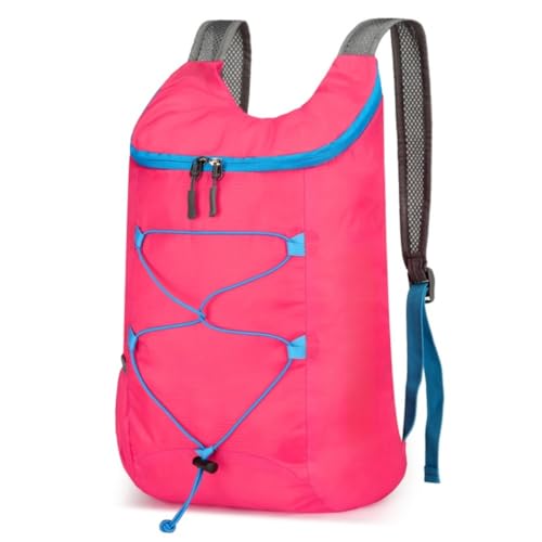 Mochila de caminhada 39 x 27 x 14 cm – Mochila de nylon para acampamento e esportes ao ar livre, design leve e dobrável, rosa, Large, Tendência