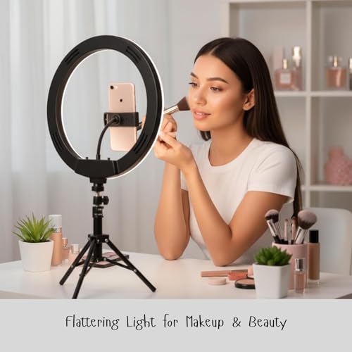 Image of 10-Inch LED Ring Light for Photography, Makeup & Live Streaming | 3 Color Modes LED Ring Light Compatible with All Smart Phones | Adjustable Colour Temperature
