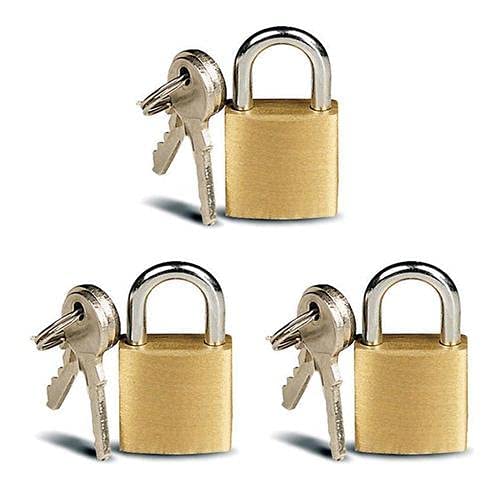 ikis Brass Padlocks with Keys, Set of 3, Small Security Locks for Luggage, Backpack, Gym Locker-image-34