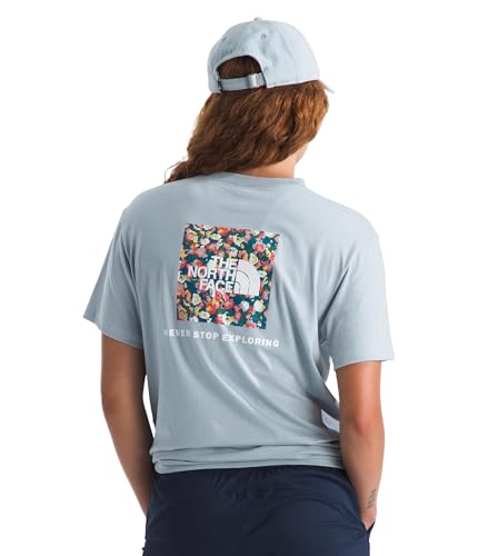 The North Face Womens Wildflower Short-Sleeve Tee - Casual Stylish Graphic T-Shirt Relaxed Fit Soft Cotton Fabric Frost Grey Medium