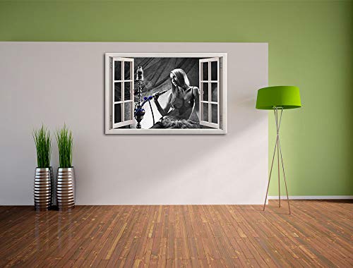 Pixxprint Frau mit Shisha, Fenster Leinwandbild | Größe: 120x80 cm | Wandbild | Kunstdruck – Bild 4