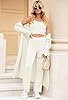 Fixmatti Women's Fuzzy 3 Piece Sweatsuit Open Front Cardigan Crop Tank Tops Wide Legs Pants Lounge Sets Small White #5