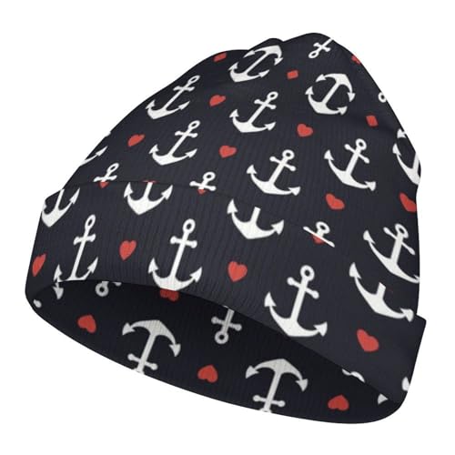 Nautical Funny Anchor Kids Beanie Hat for for Girls Boys Children Cap Winter Knitted Chemo Cancer Headwear Accessories Gifts Decoration Black
