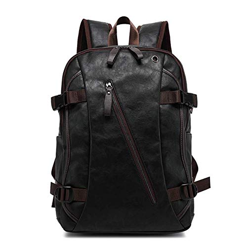 Mochila de cuero PU impermeable para hombres en color negro y marrón