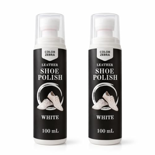 Image of Color Zebra Liquid Shoe Polish 100ml | Instant Shine & Protection | Suitable for Leather Shoes | Long-Lasting Gloss Finish | Easy Sponge Applicator (White + White)