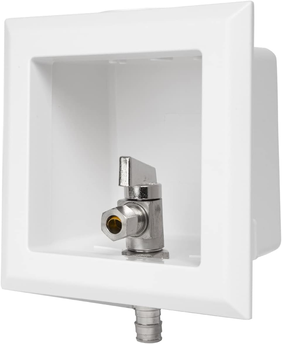 EFIELD Toilet Outlet Box, Pex Pre-Assembled,1/2-Inch Barb Crimp Pex with Installed 1/4-Turn Angle Stop Valve, Chrome Plate,(TL003)