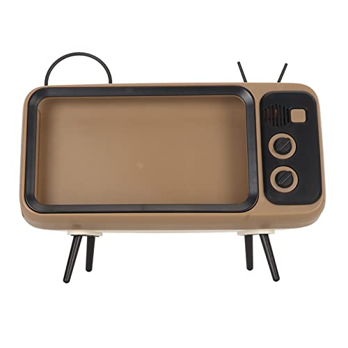 Retro TV Phone Holder, Desktop Mobile Phone Stand,Portable Universal Retro Tv Desktop Mobile Phone Holder Cute Phone Stand Scratch Resistant, Coffee Color