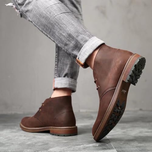 Image of Arkbird Chukka Boots for men, Grainy Leather Lace-up Ankle Boot Fashion and Comfort Casual Oxfords