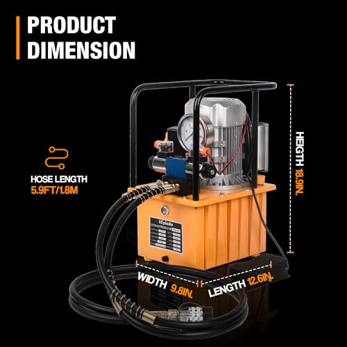 Image of Hydraulic Electric Pump 8.4Quart 2.1Gallon Double Acting Solenoid Valve 8L Hydraulic Power Pack Cylinder Electric Portable Pump, DB075-D2