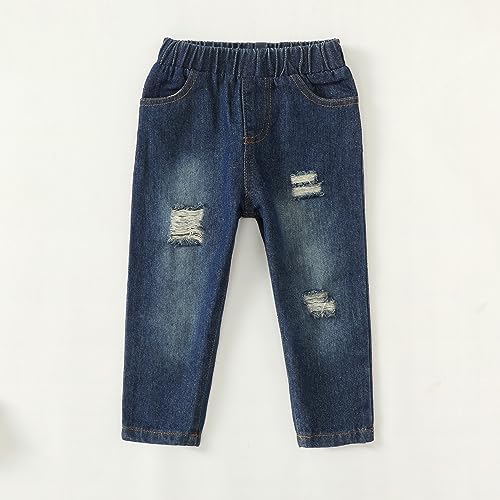 Image of Toddler Boy Clothes Baby Boy Outfit Letter Prints Hoodies Top Ripped Jeans Cute Boys Clothing Set Fall Winter